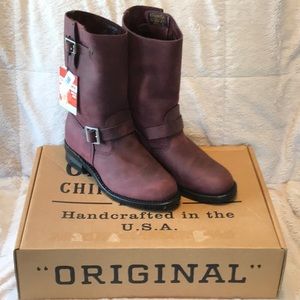 New Chippewa boots engineer burgundy Mens size 8E made in USA motorcycle biker